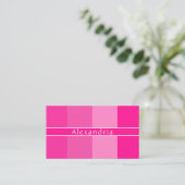 QR-Code Moderner Name Hot Pink Stripes Visitenkarte (Stehend Vorderseite)