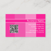 QR-Code Moderner Name Hot Pink Stripes Visitenkarte (Rückseite)