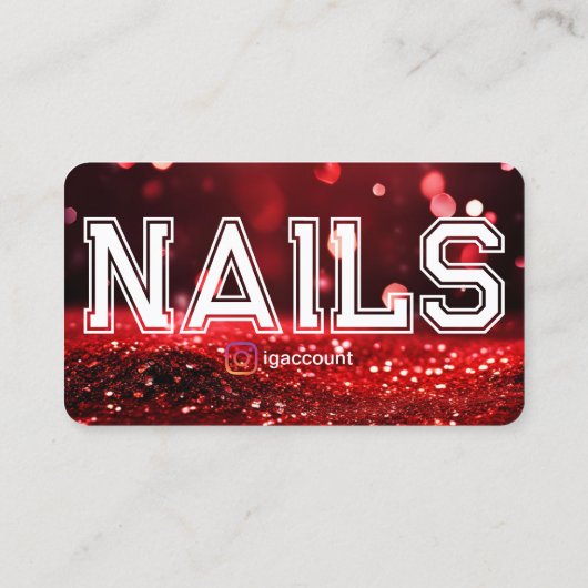 QR-Code Moderner roter Glitzer Berufliche Nageltec Visitenkarte (Rückseite)