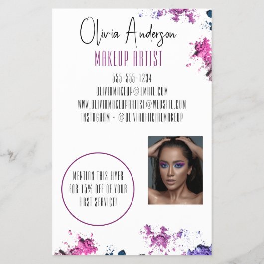 QR Code Moderner Schönheitsschauspieler Makeup Art Flyer (Hinten)