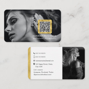 QR-Code moderner, stilvoller Goldfotograf Foto Visitenkarte