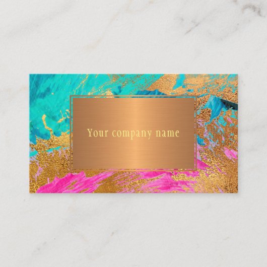 QR CODE Modernes abstraktes Kupfergold - Ihr Name Visitenkarte (Vorderseite)