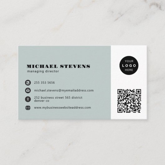 QR-Code Modernes berufliches benutzerdefiniertes L Visitenkarte (Vorderseite)