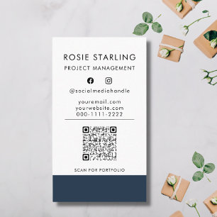 QR-Code Modernes Berufliches Blau Visitenkarte