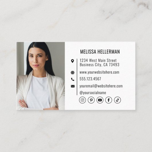 QR-Code Modernes Berufliches Foto für Ihr Logo Visitenkarte (Rückseite)