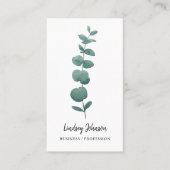 QR Code Modernes Berufs Eukalyptus Visitenkarte (Vorderseite)