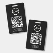 QR-Code | Modernes Black Business-Logo Ausweis (Vorder- & Rückseite)