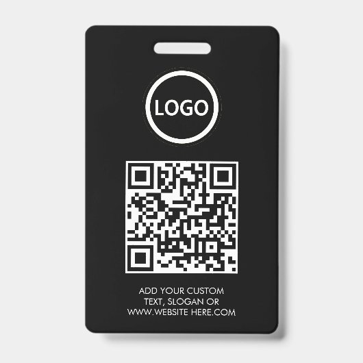 QR-Code | Modernes Black Business-Logo Ausweis (Vorderseite)