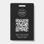 QR-Code | Modernes Black Business-Logo Ausweis (Vorderseite)