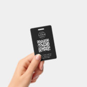 QR-Code | Modernes Black Business-Logo Ausweis (Handheld)