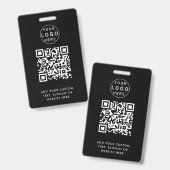 QR-Code | Modernes Black Business-Logo Ausweis (Vorder- & Rückseite)
