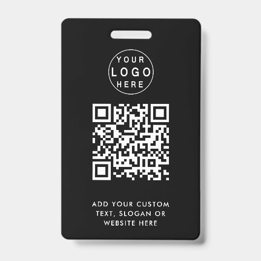 QR-Code | Modernes Black Business-Logo Ausweis (Vorderseite)