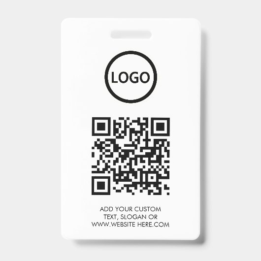 QR-Code | Modernes Black Business-Logo Ausweis (Vorderseite)