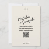 QR-Code Modernes Black Cream Retro Whimsical Weddi Einladung (Rückseite)