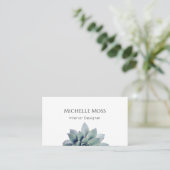 QR-Code Modernes botanisches Grün Schwarz-weiß Visitenkarte (Stehend Vorderseite)