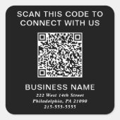 QR-Code Modernes Business Black Quadratischer Aufkleber (Vorderseite)