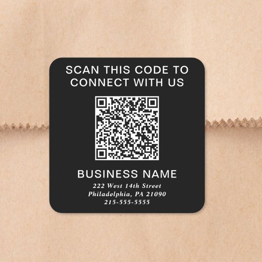 QR-Code Modernes Business Black Quadratischer Aufkleber