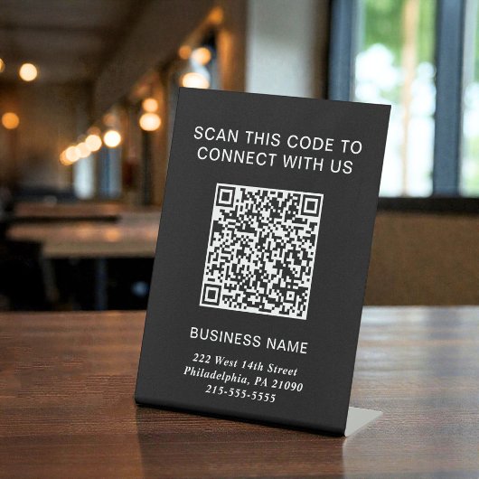 QR-Code Modernes Business Black Sockelschild