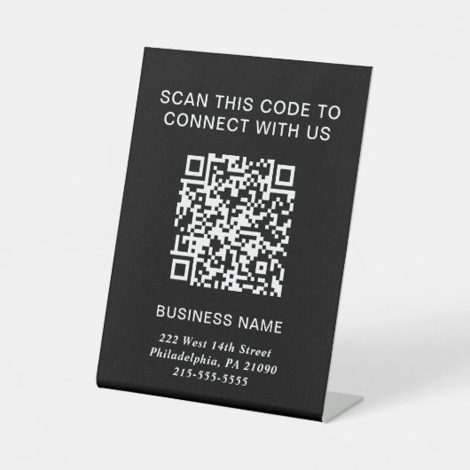 QR-Code Modernes Business Black Sockelschild (Vorderseite)