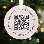 QR-Code | Modernes Business Blush Pink Weihnachten Ornament<br><div class="desc">Ein einfaches,  benutzerdefiniertes,  rot-rosa QR-Code-Weihnachtsschmuck-Template in modernem minimalistischem Stil,  das leicht mit QR-Code,  Firmennamen oder Website und individuellem Text aktualisiert werden kann,  z.B. zum #QRcode #ornament #business.</div>