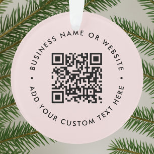 QR-Code Modernes Business Blush Pink Weihnachten Ornament