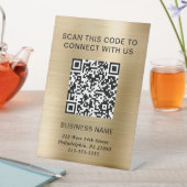 QR-Code Modernes Business Gold Sockelschild (In Situ)