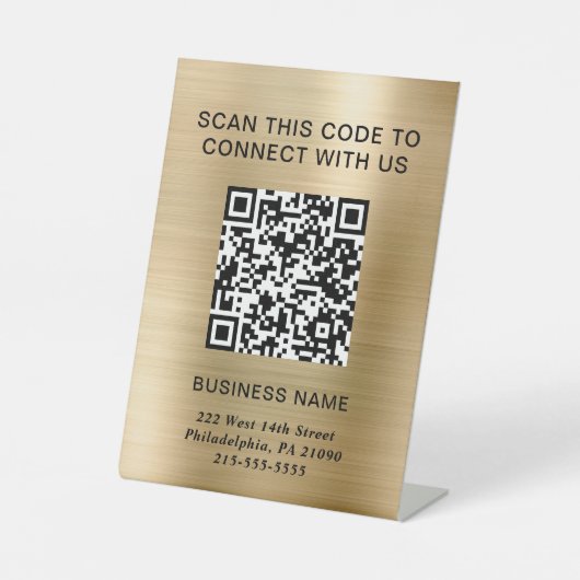 QR-Code Modernes Business Gold Sockelschild (Vorderseite)