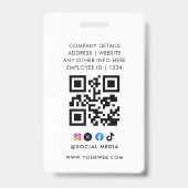 QR-Code | Modernes Business-Logo-Event-Abzeichen Ausweis (Rückseite)
