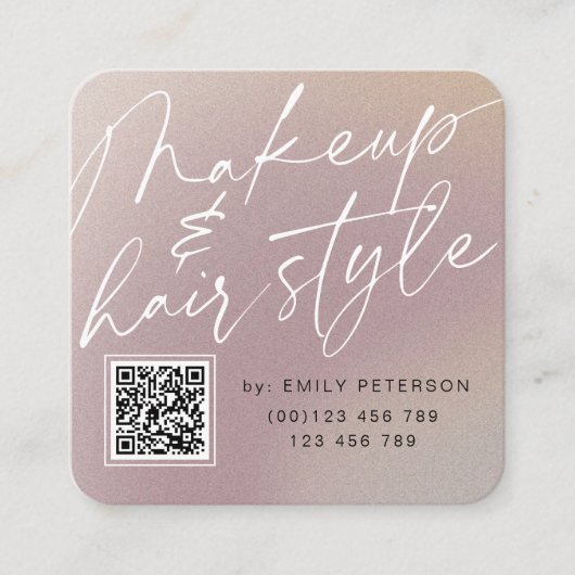 QR Code Modernes Chic Make-up und Frisur Quadratische Visitenkarte (Vorderseite)