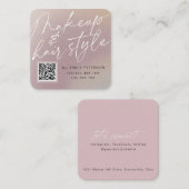 QR Code Modernes Chic Make-up und Frisur Quadratische Visitenkarte (Vorne/Hinten)