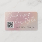 QR Code Modernes Chic Make-up und Frisur Visitenkarte (Vorderseite)