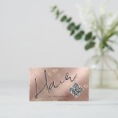 QR-Code Modernes Chic Pink Hair Visitenkarte (Stehend Vorderseite)