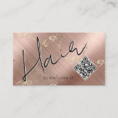 QR-Code Modernes Chic Pink Hair Visitenkarte (Vorderseite)