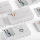 QR Code Modernes Design Blumenmuster Foto Visitenkarte