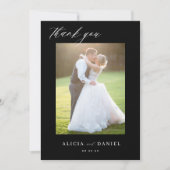 QR CODE Modernes, elegantes Drehbuch Foto Schwarze Dankeskarte (Vorderseite)