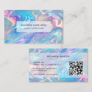 QR Code Modernes Elegantes Iridiscent Holografisch Visitenkarte
