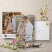 QR Code Modernes, elegantes Script 2 Foto Hochzeit Save The Date
