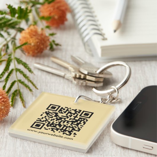 QR-Code Modernes, elegantes Single-Sided-Gold Schlüsselanhänger (Vorderseite rechts)