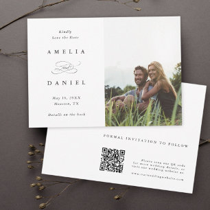 QR-Code Modernes Foto Hochzeitsszenario speichern Save The Date