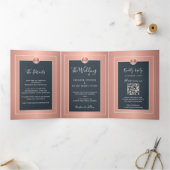 QR CODE Modernes Foto in einer Hochzeit Dreifach Gefaltete Ankündigung (Innenseite)