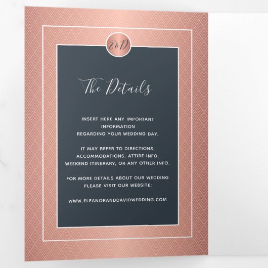 QR CODE Modernes Foto in einer Hochzeit Dreifach Gefaltete Ankündigung (Innen Erste Seite)