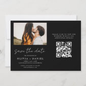 QR Code Modernes Foto Save the Date 4 Elegant (Rückseite)