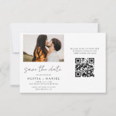 QR Code Modernes Foto Save the Date 4 Elegant (Rückseite)