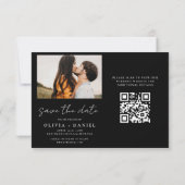 QR Code Modernes Foto Save the Date 4 Elegant (Rückseite)