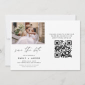 QR Code Modernes Foto Save the Date 4 Elegant (Rückseite)