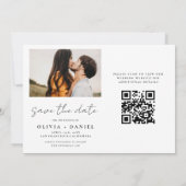 QR Code Modernes Foto Save the Date 4 Elegant (Rückseite)
