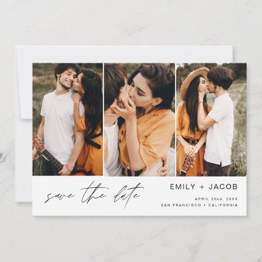 QR Code Modernes Foto Save the Date 4 Elegant (Vorderseite)