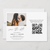 QR Code Modernes Foto Save the Date 4 Elegant (Rückseite)