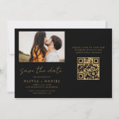 QR Code Modernes Foto Save the Date 4 Elegant (Rückseite)