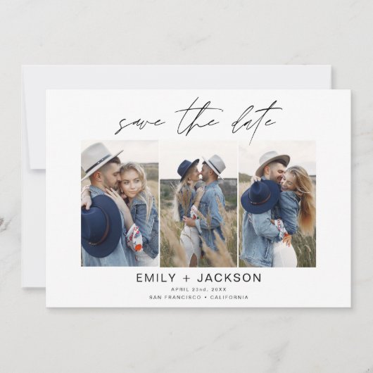 QR Code Modernes Foto Save the Date 4 Elegant (Vorderseite)